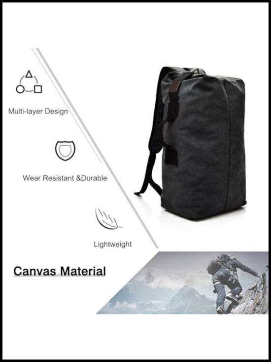 Canvas Bucket Bag Large Capacity Travel Backpack Retro Street Fashion Carryall